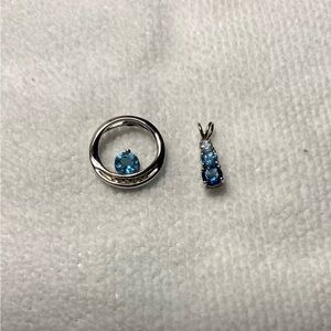 Blue and Silver pendants (no necklace). Get two for one!